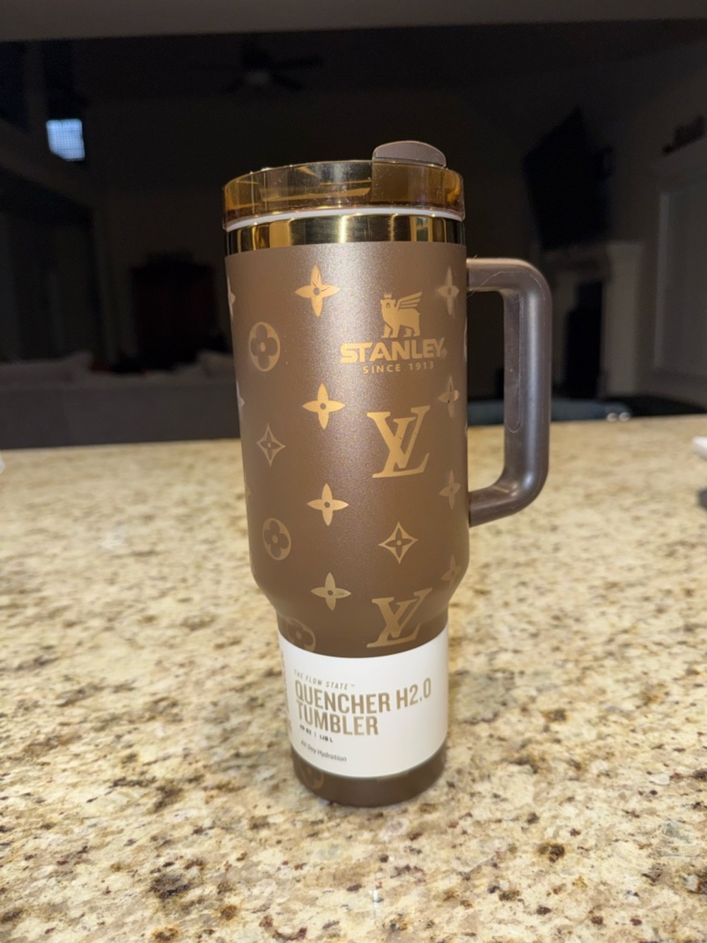 Stanley Quencher H2.0 FlowState Tumbler Brown Custom Engraved 40 Oz